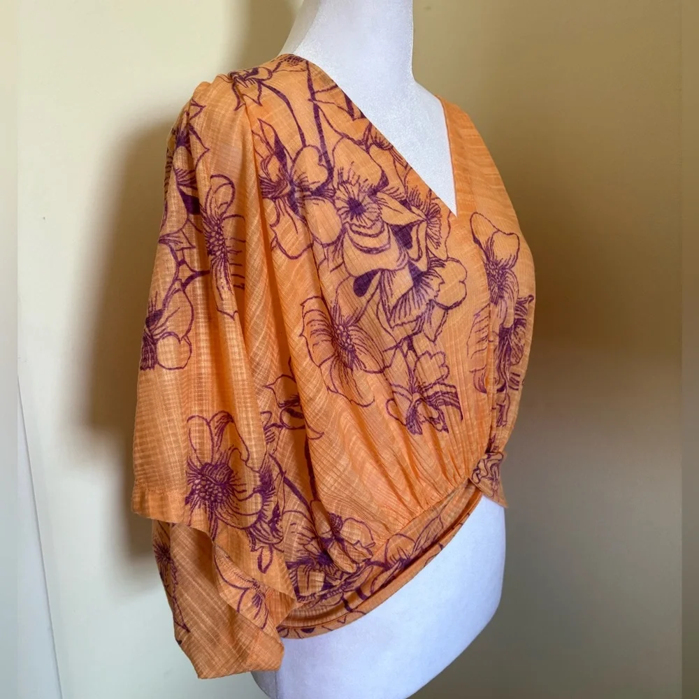 Small Free People Coral Floral One Dance Blouse - Picture 4 of 9